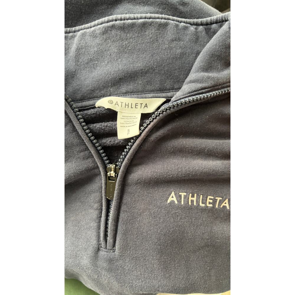Athleta Find Your Movement Quarter Zip Sweatshirt Navy Blue Pullover Size Small - Picture 5 of 5
